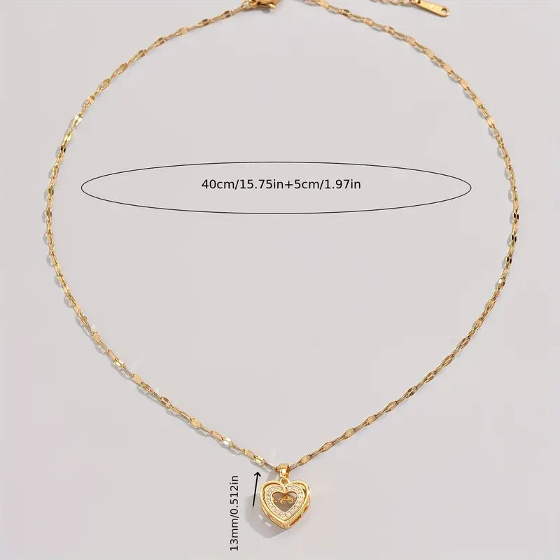 Halskette mit Herzanhänger aus Edelstahl Vergoldet