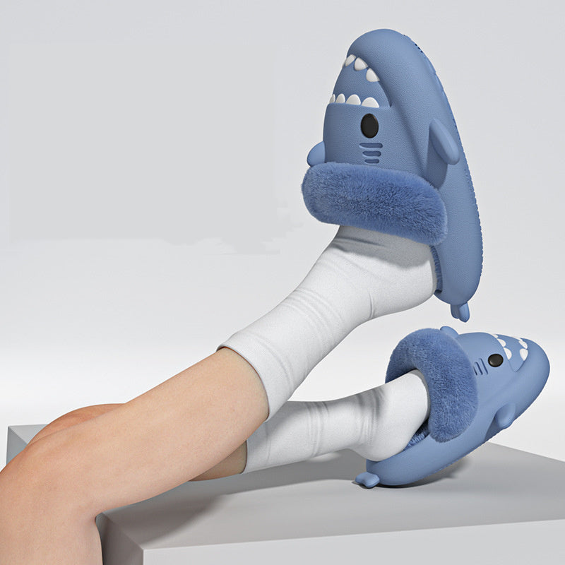 Hausschuhe Shark Abnehmbare Warme Fuzzy Hausschuhe Schlafzimmer Haus Schuhe Frauen