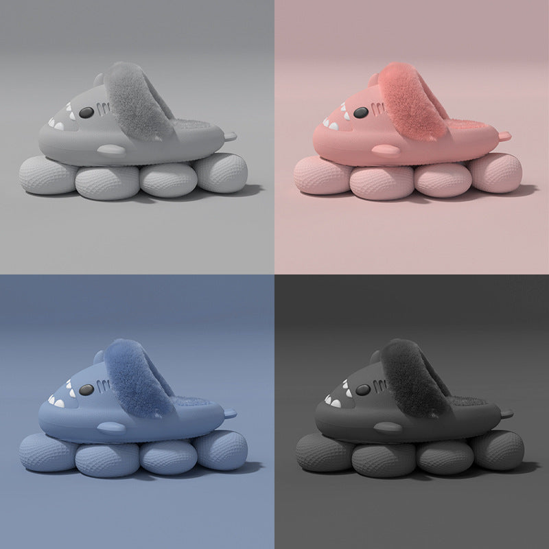 Hausschuhe Shark Abnehmbare Warme Fuzzy Hausschuhe Schlafzimmer Haus Schuhe Frauen