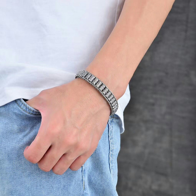 HX handgemachte kreative glückliche buddhistische Schrift Armbänder Männer drehen Perlen Retro Sechs-Zeichen-Mantra personalisierte Accessoires