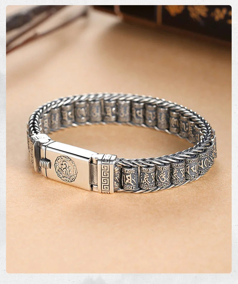 HX handgemachte kreative glückliche buddhistische Schrift Armbänder Männer drehen Perlen Retro Sechs-Zeichen-Mantra personalisierte Accessoires