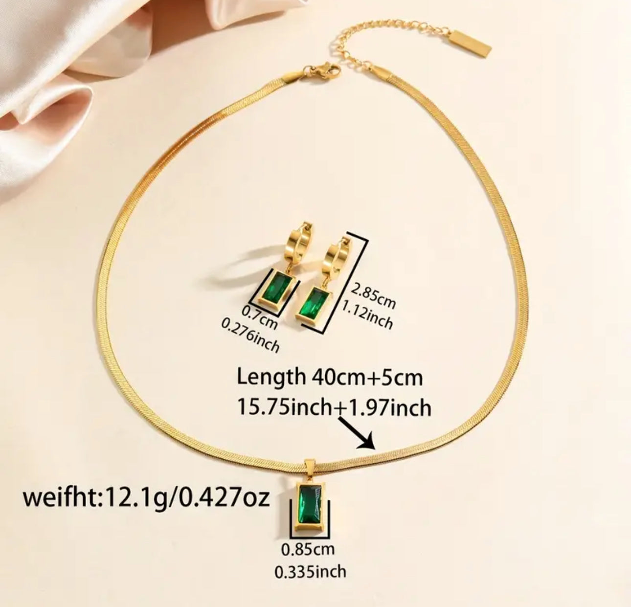 Ohrringe + 1 Halskette Schmuckset Aus Edelstahl 18k Vergoldet