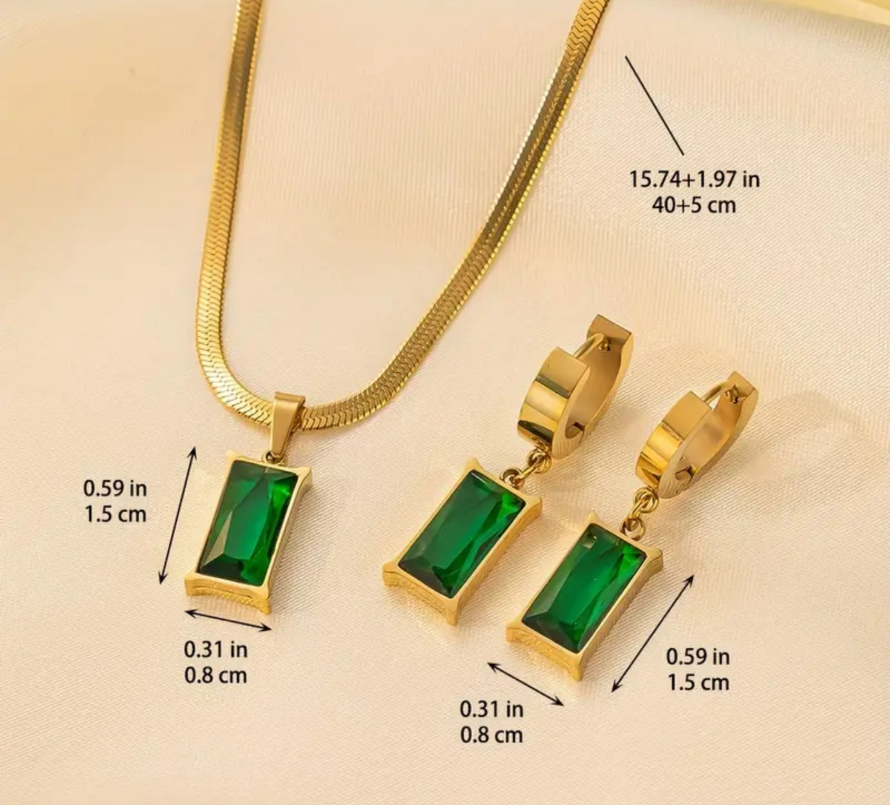 Ohrringe + 1 Halskette Schmuckset Aus Edelstahl 18k Vergoldet