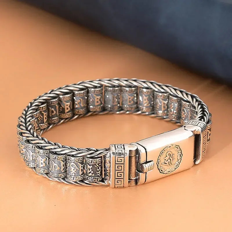 HX handgemachte kreative glückliche buddhistische Schrift Armbänder Männer drehen Perlen Retro Sechs-Zeichen-Mantra personalisierte Accessoires