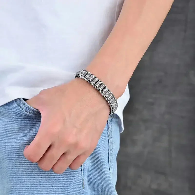 HX handgemachte kreative glückliche buddhistische Schrift Armbänder Männer drehen Perlen Retro Sechs-Zeichen-Mantra personalisierte Accessoires