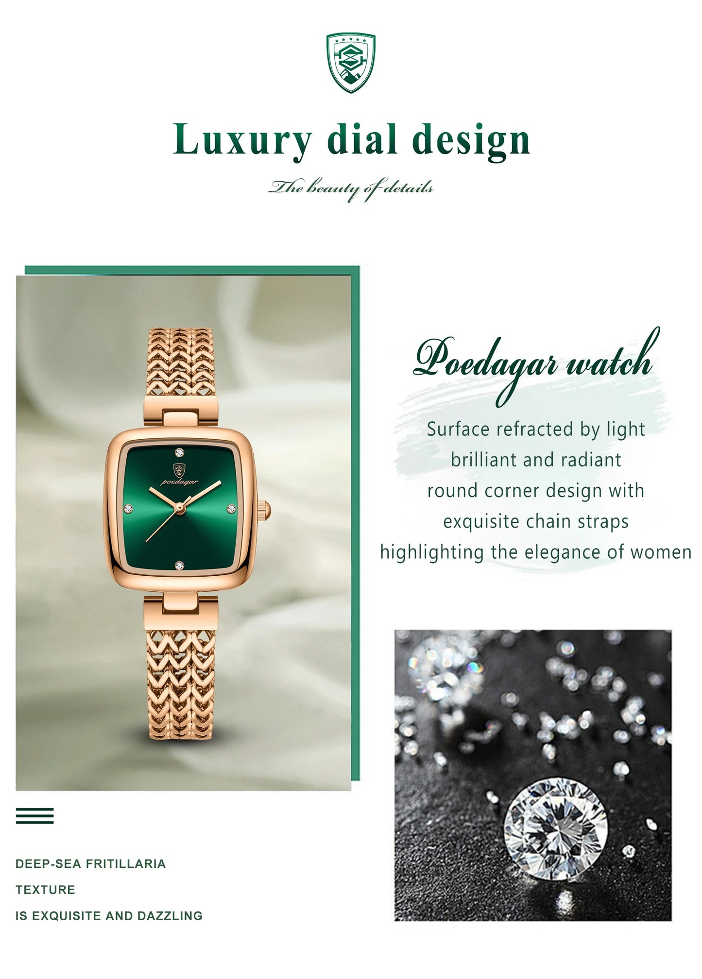 POEDAGAR Luxus Quadratische Uhr für Frau Wasserdichte Edelstahl Damen Quarzuhr Kleid Elegante Damenuhren Mode reloj