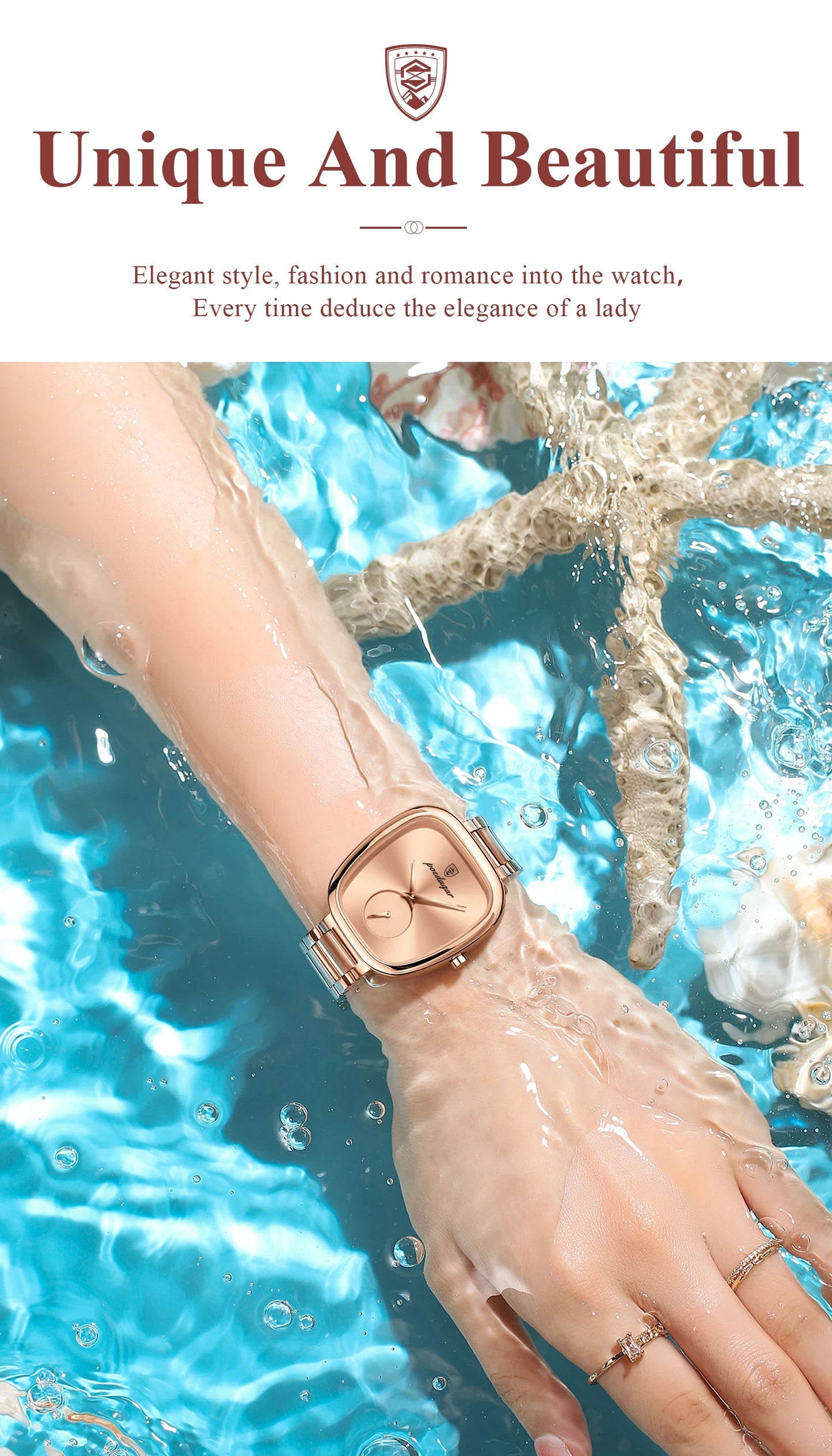 POEDAGAR Luxusuhr für Frauen Wasserdichte Edelstahl Quarz Damenuhr Hochwertige Damenuhren Elegante weibliche Uhr