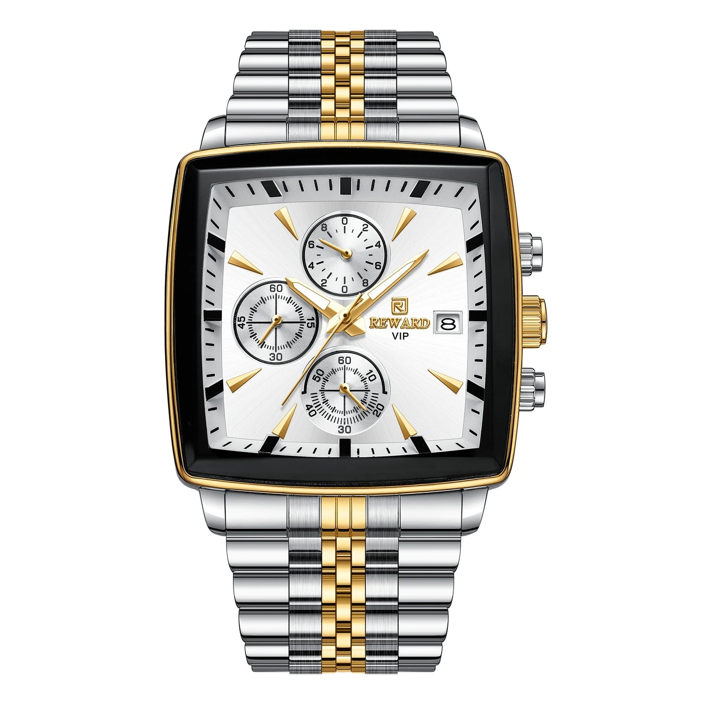 REWARD VIP Herrenuhren Wasserdichte Leuchtende Sportuhren für Mann Edelstahl Armbanduhr Chronograph Datum Stoppuhr