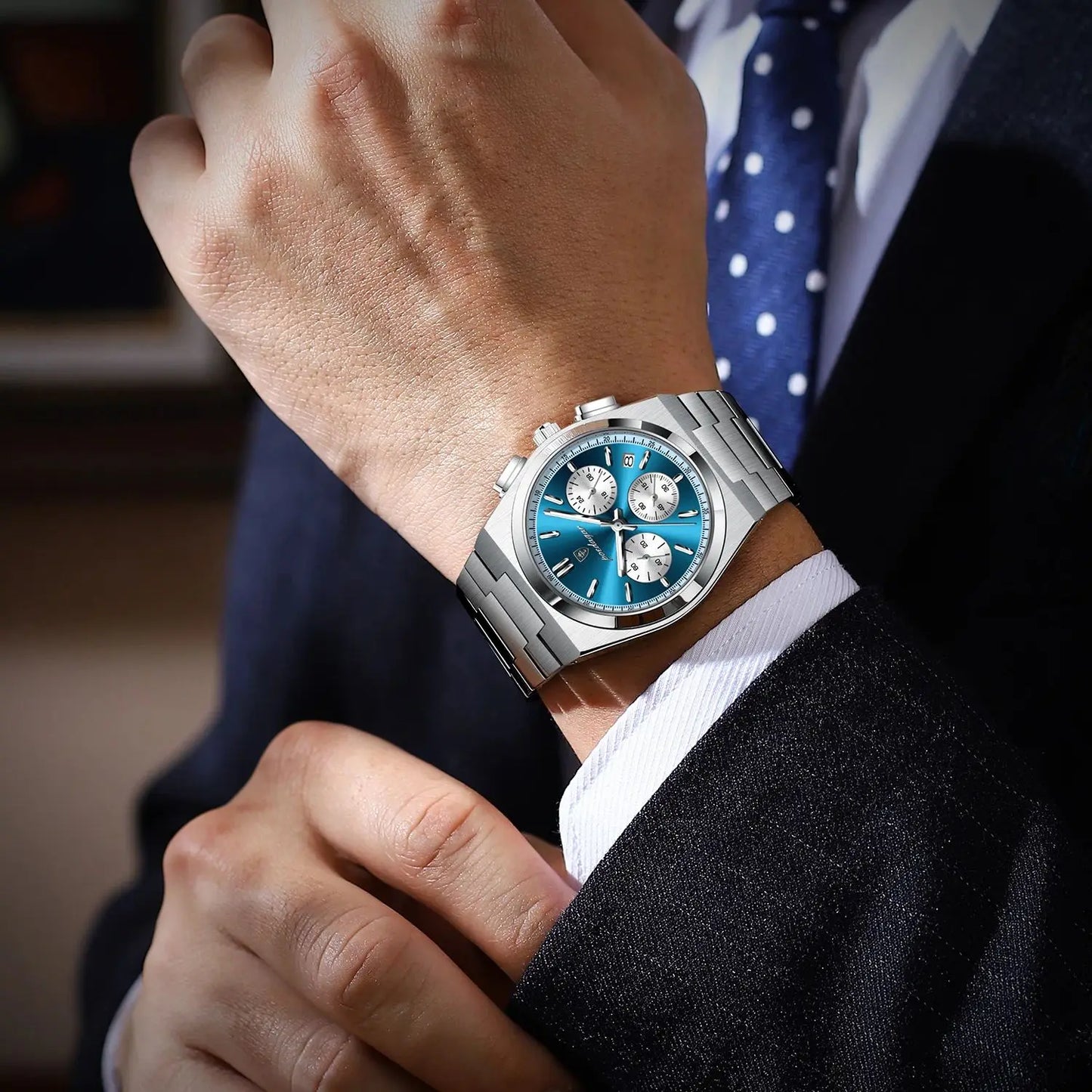 POEDAGAR Luxus Mann Quarzuhr Sport Militäruhr Für Männer Wasserdicht Leuchtdatum Chronograph Edelstahl Herrenuhren