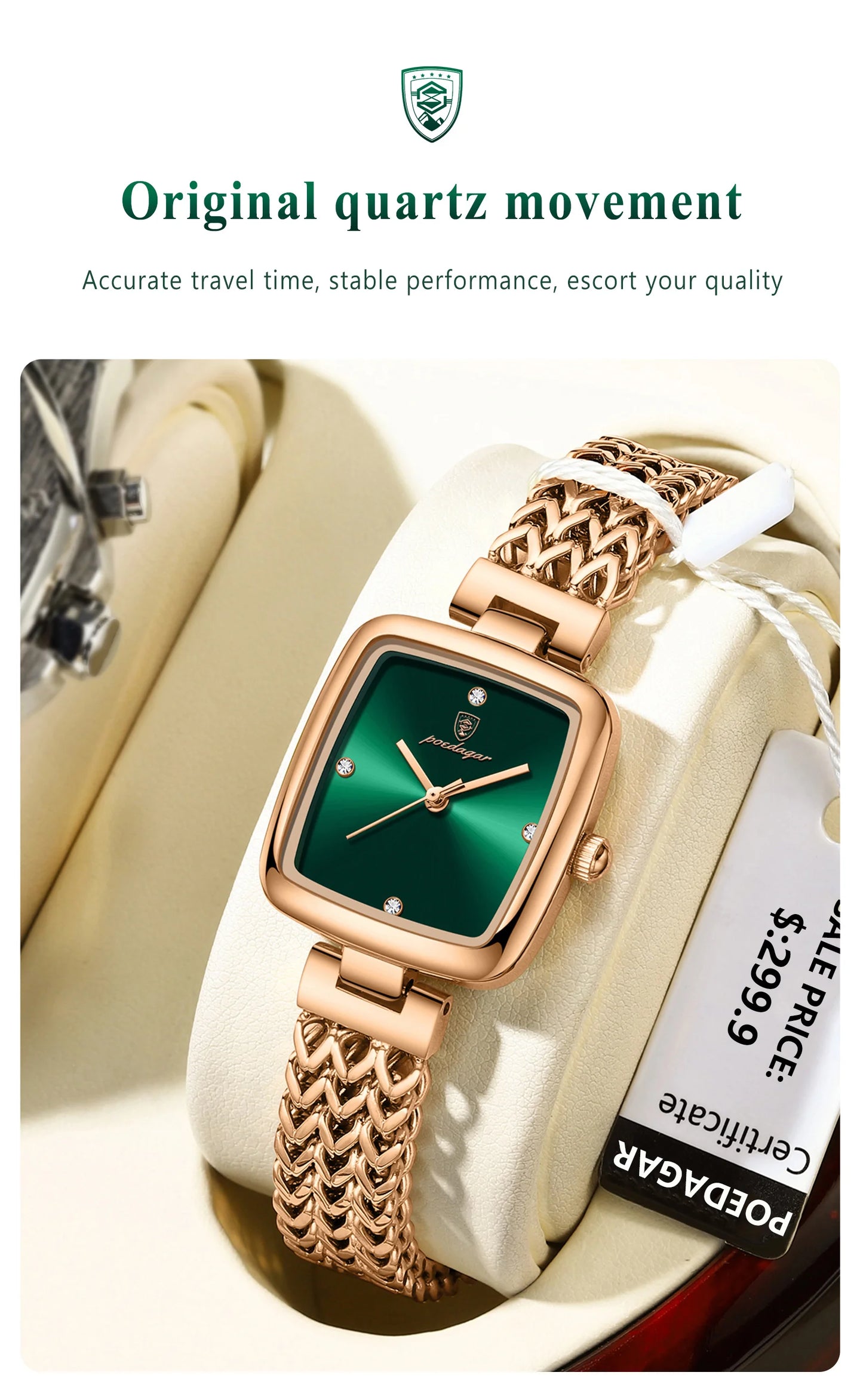 POEDAGAR Luxus Quadratische Uhr für Frau Wasserdichte Edelstahl Damen Quarzuhr Kleid Elegante Damenuhren Mode reloj