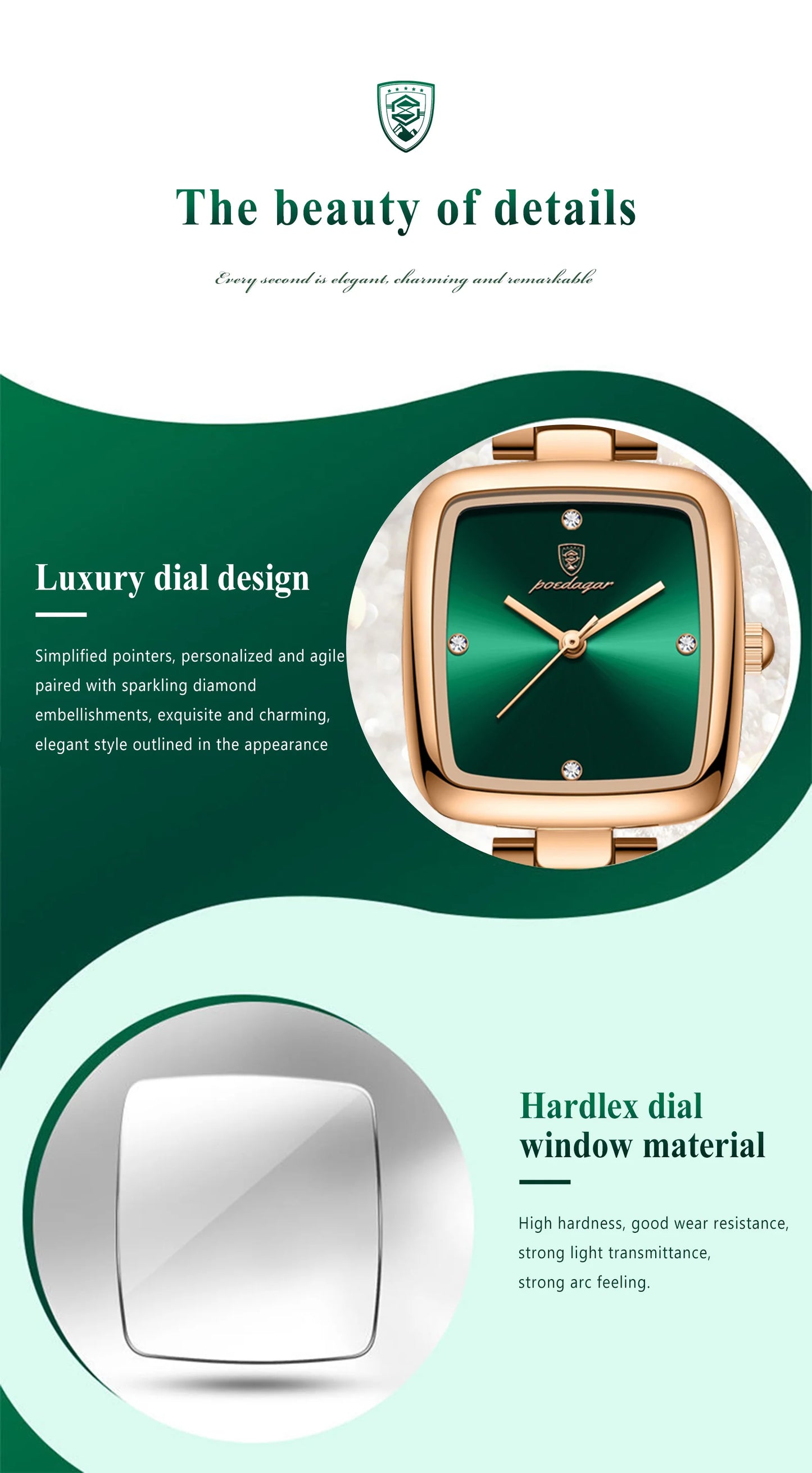 POEDAGAR Luxus Quadratische Uhr für Frau Wasserdichte Edelstahl Damen Quarzuhr Kleid Elegante Damenuhren Mode reloj