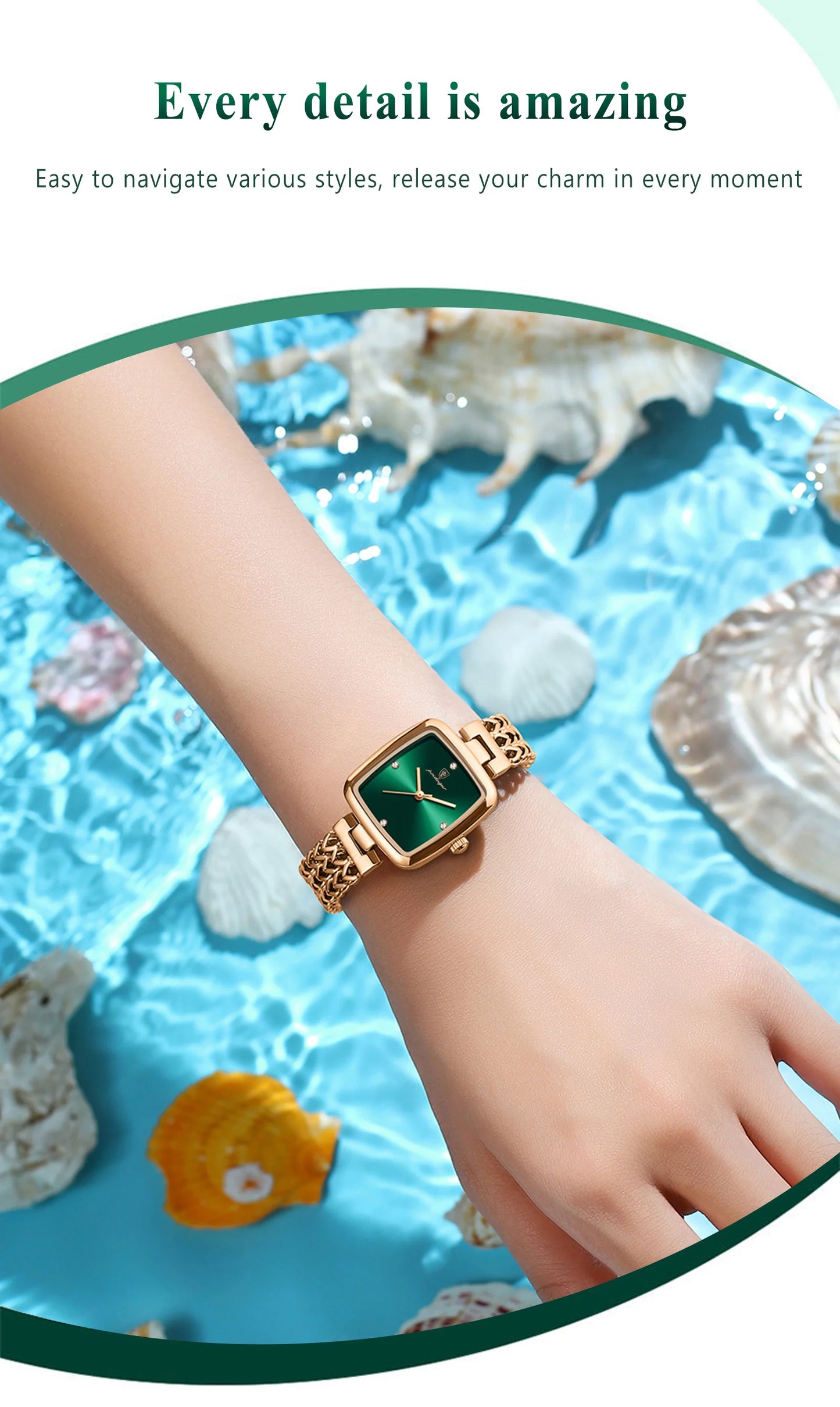 POEDAGAR Luxus Quadratische Uhr für Frau Wasserdichte Edelstahl Damen Quarzuhr Kleid Elegante Damenuhren Mode reloj