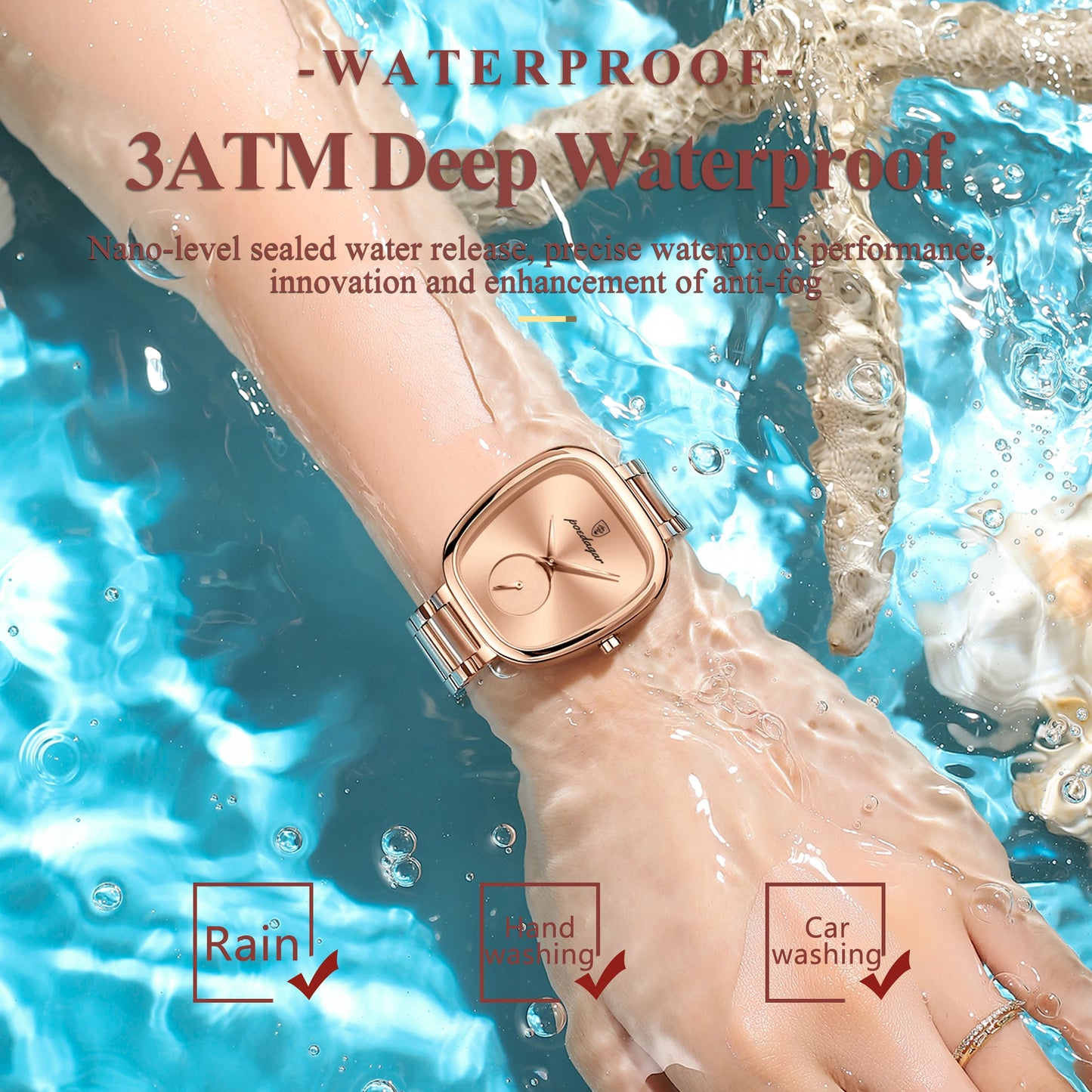 POEDAGAR Luxusuhr für Frauen Wasserdichte Edelstahl Quarz Damenuhr Hochwertige Damenuhren Elegante weibliche Uhr