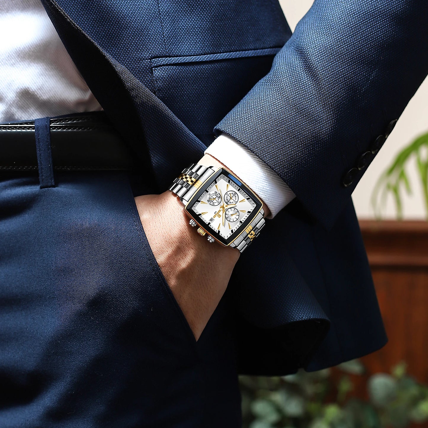 REWARD VIP Herrenuhren Wasserdichte Leuchtende Sportuhren für Mann Edelstahl Armbanduhr Chronograph Datum Stoppuhr