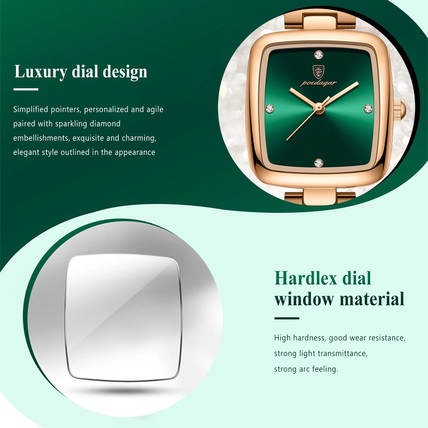 POEDAGAR Luxus Quadratische Uhr für Frau Wasserdichte Edelstahl Damen Quarzuhr Kleid Elegante Damenuhren Mode reloj