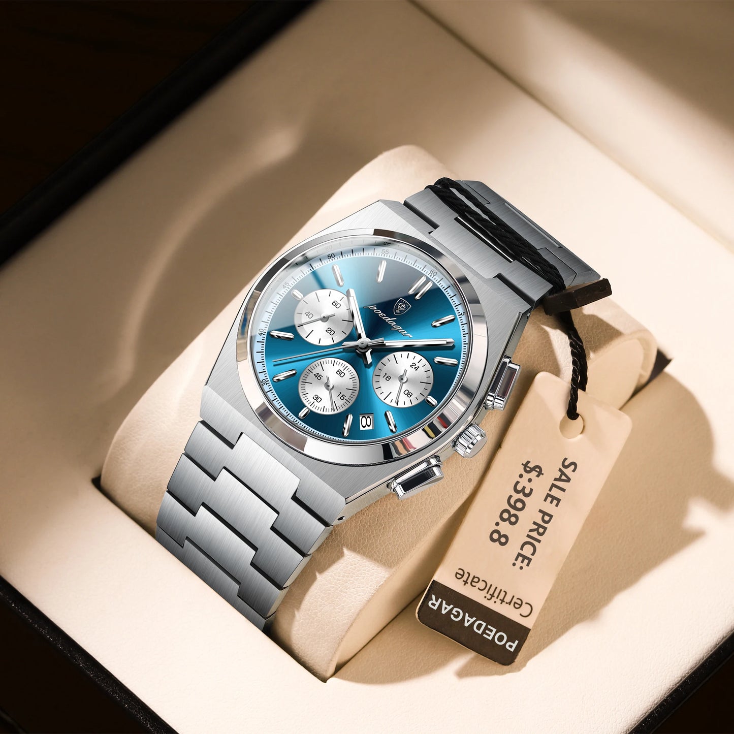 POEDAGAR Luxus Mann Quarzuhr Sport Militäruhr Für Männer Wasserdicht Leuchtdatum Chronograph Edelstahl Herrenuhren