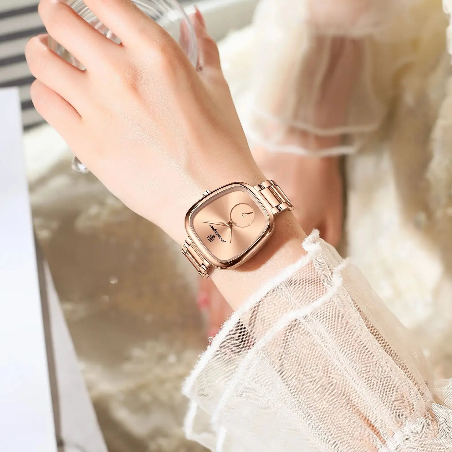 POEDAGAR Luxusuhr für Frauen Wasserdichte Edelstahl Quarz Damenuhr Hochwertige Damenuhren Elegante weibliche Uhr