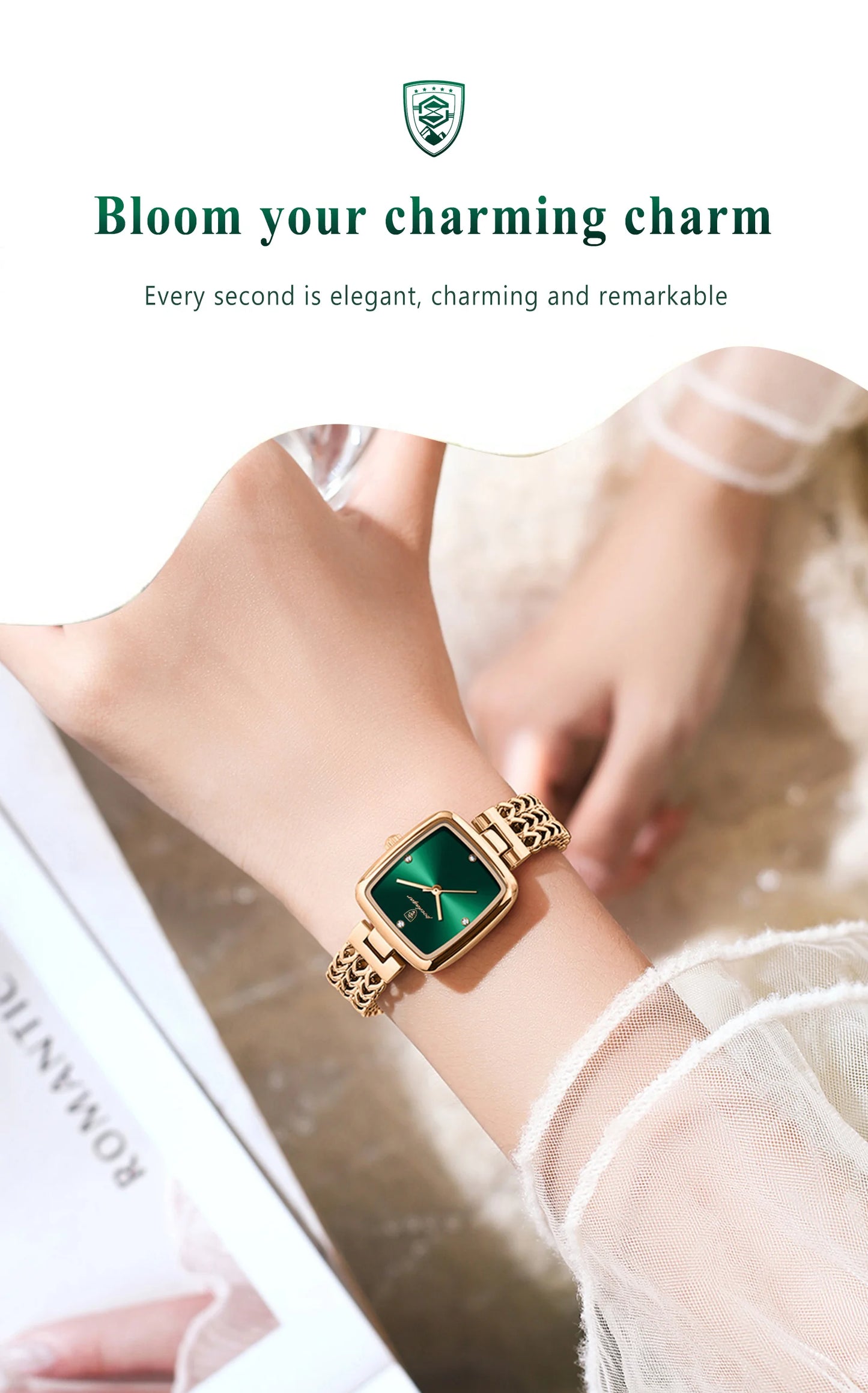 POEDAGAR Luxus Quadratische Uhr für Frau Wasserdichte Edelstahl Damen Quarzuhr Kleid Elegante Damenuhren Mode reloj