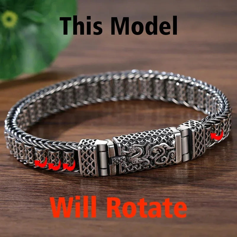 HX handgemachte kreative glückliche buddhistische Schrift Armbänder Männer drehen Perlen Retro Sechs-Zeichen-Mantra personalisierte Accessoires