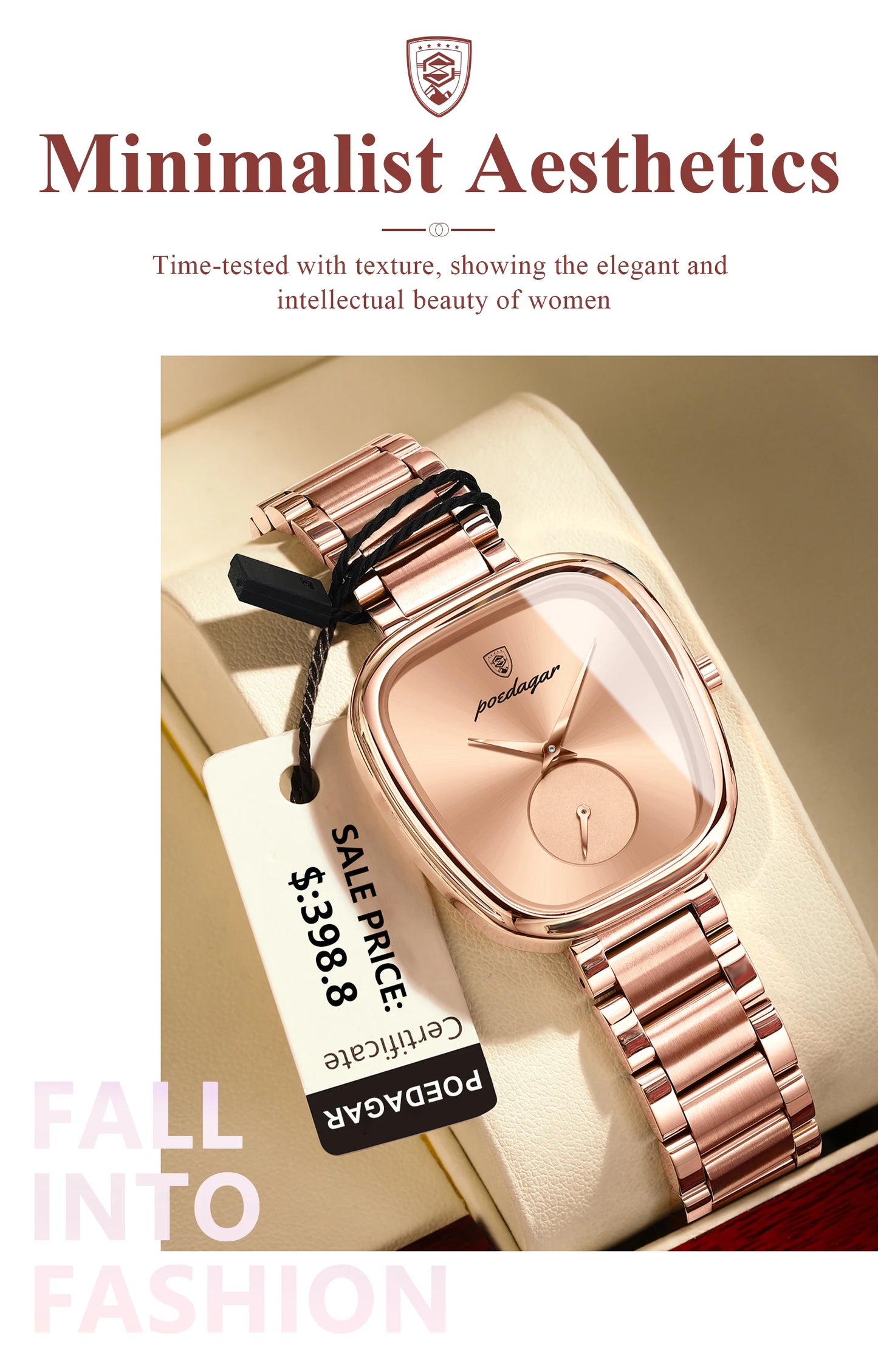 POEDAGAR Luxusuhr für Frauen Wasserdichte Edelstahl Quarz Damenuhr Hochwertige Damenuhren Elegante weibliche Uhr