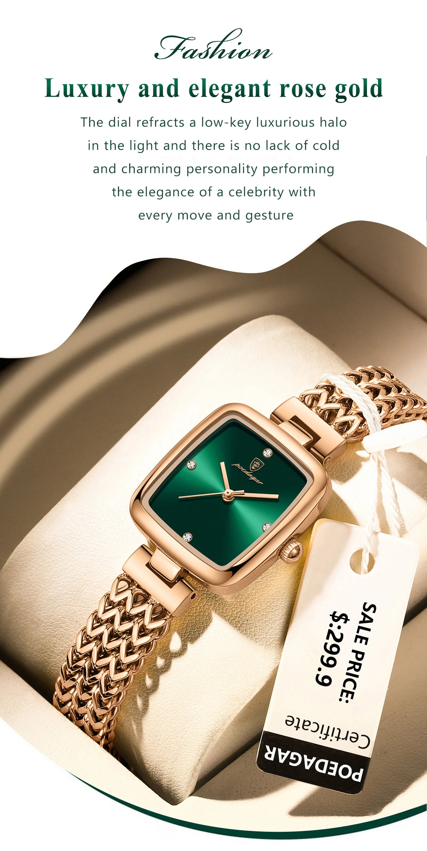 POEDAGAR Luxus Quadratische Uhr für Frau Wasserdichte Edelstahl Damen Quarzuhr Kleid Elegante Damenuhren Mode reloj