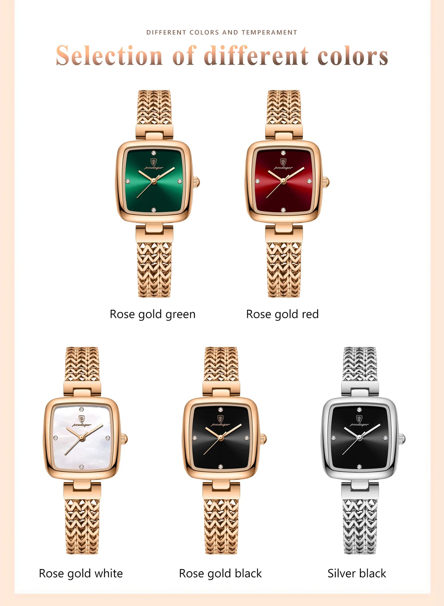 POEDAGAR Luxus Quadratische Uhr für Frau Wasserdichte Edelstahl Damen Quarzuhr Kleid Elegante Damenuhren Mode reloj