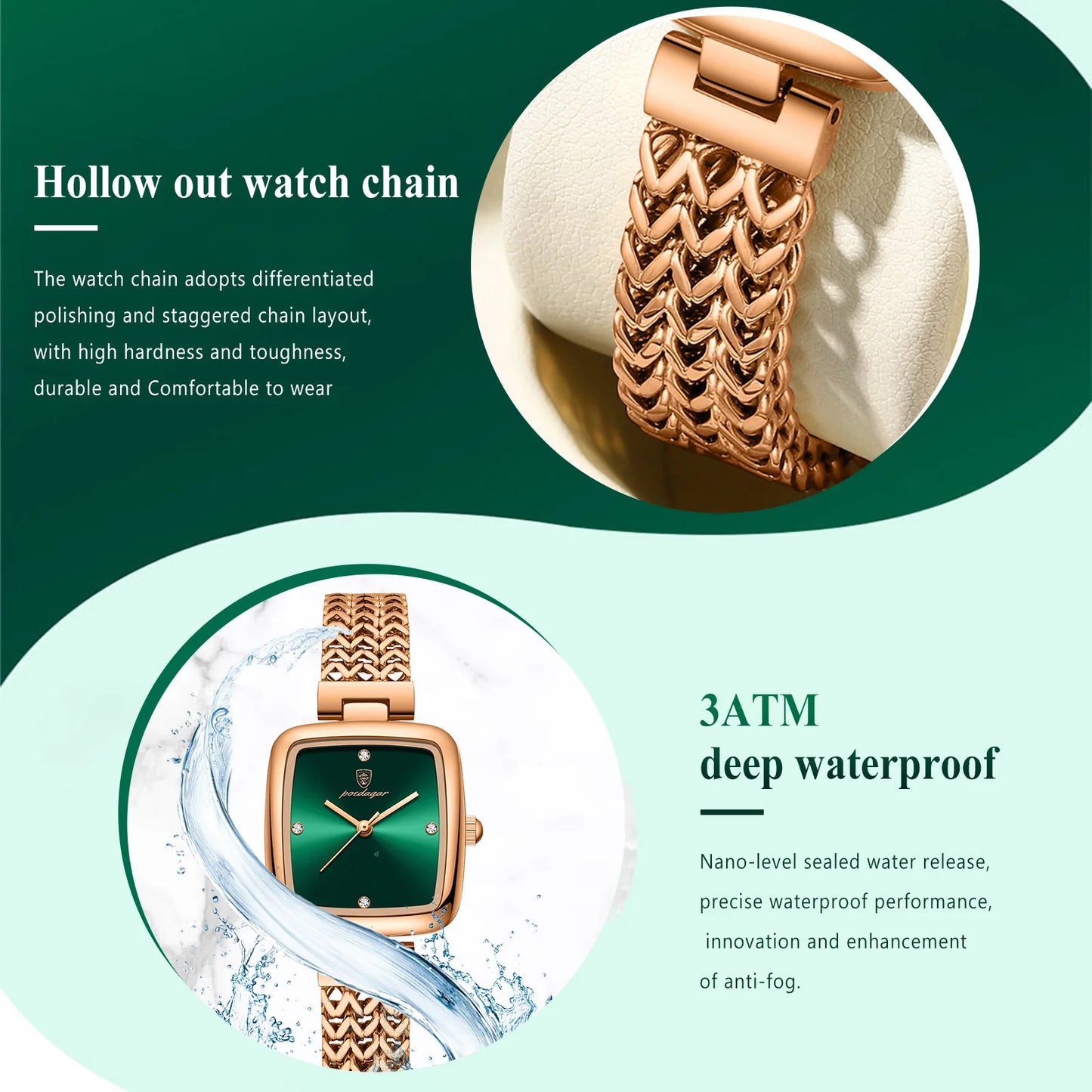 POEDAGAR Luxus Quadratische Uhr für Frau Wasserdichte Edelstahl Damen Quarzuhr Kleid Elegante Damenuhren Mode reloj
