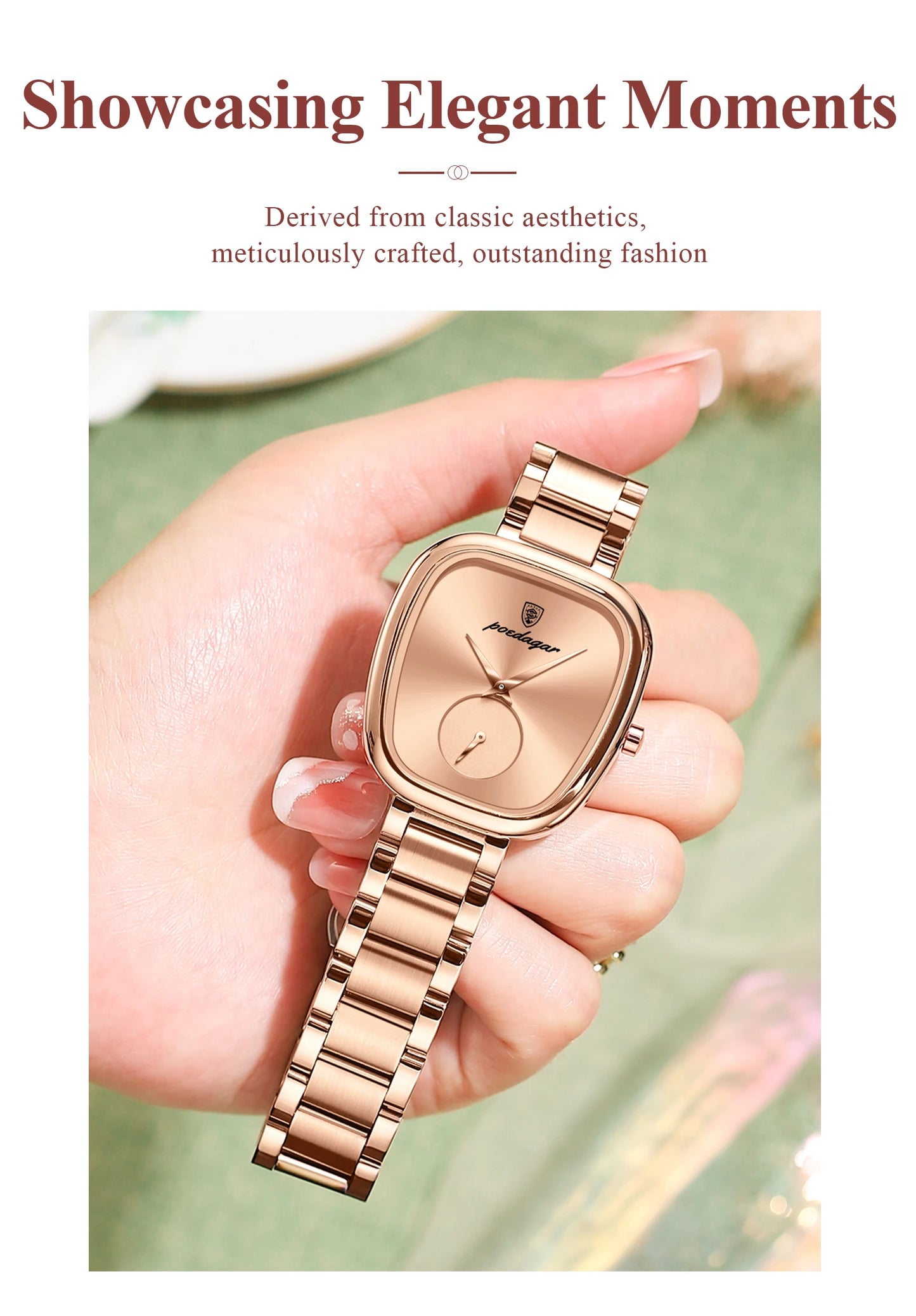POEDAGAR Luxusuhr für Frauen Wasserdichte Edelstahl Quarz Damenuhr Hochwertige Damenuhren Elegante weibliche Uhr