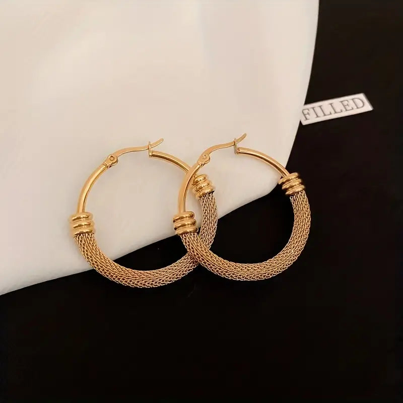 Ohrringe aus Edelstahl, 18 Karat vergoldet, Creolen