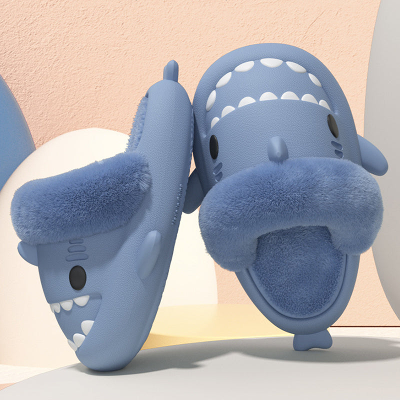 Hausschuhe Shark Abnehmbare Warme Fuzzy Hausschuhe Schlafzimmer Haus Schuhe Frauen