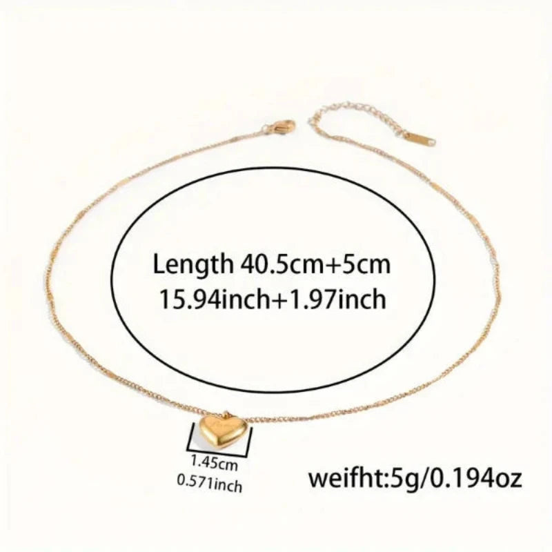 Halskette mit Herzanhänger aus Edelstahl, modische, Halskette mit18 Karat vergoldet