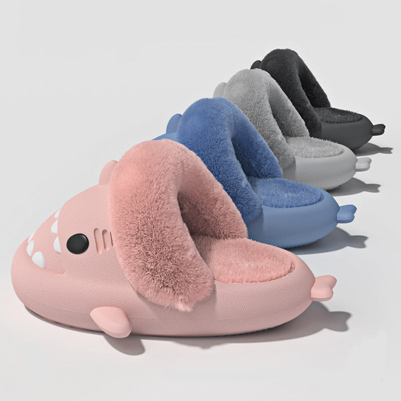 Hausschuhe Shark Abnehmbare Warme Fuzzy Hausschuhe Schlafzimmer Haus Schuhe Frauen
