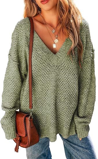 Women's V-neck Pullover Long-sleeved Street Top