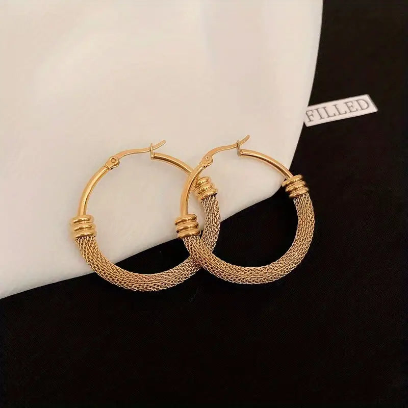 Ohrringe aus Edelstahl, 18 Karat vergoldet, Creolen
