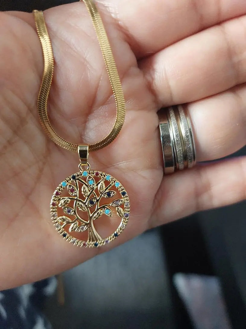 Halskette mit Anhänger Strasssteinen aus Edelstahl 18 Karat vergoldet