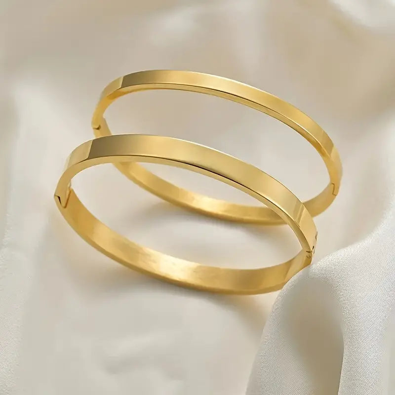Armreifen2 Set aus Edelstahl 18 Karat vergoldet