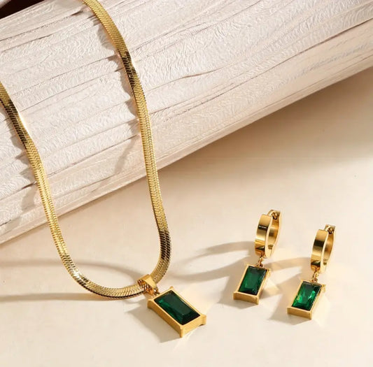 Ohrringe + 1 Halskette Schmuckset Aus Edelstahl 18k Vergoldet