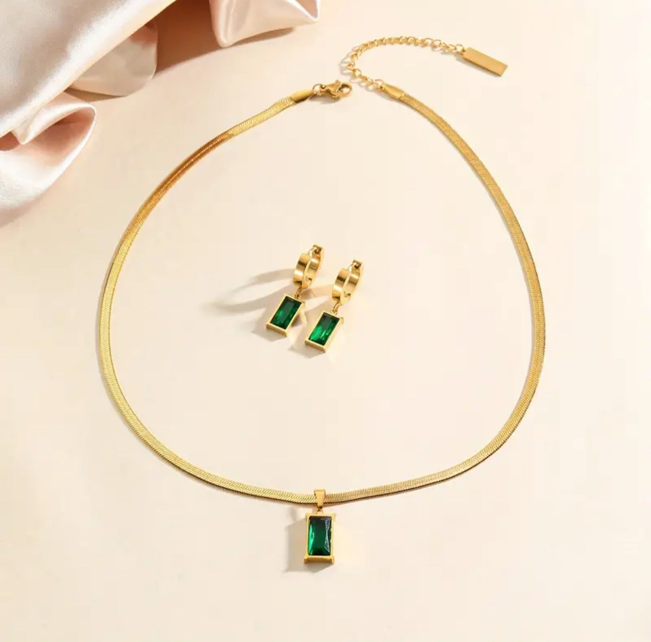 Ohrringe + 1 Halskette Schmuckset Aus Edelstahl 18k Vergoldet