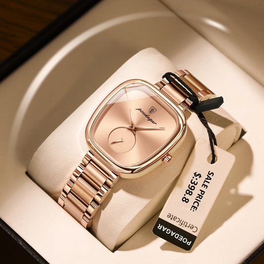 POEDAGAR Luxusuhr für Frauen Wasserdichte Edelstahl Quarz Damenuhr Hochwertige Damenuhren Elegante weibliche Uhr