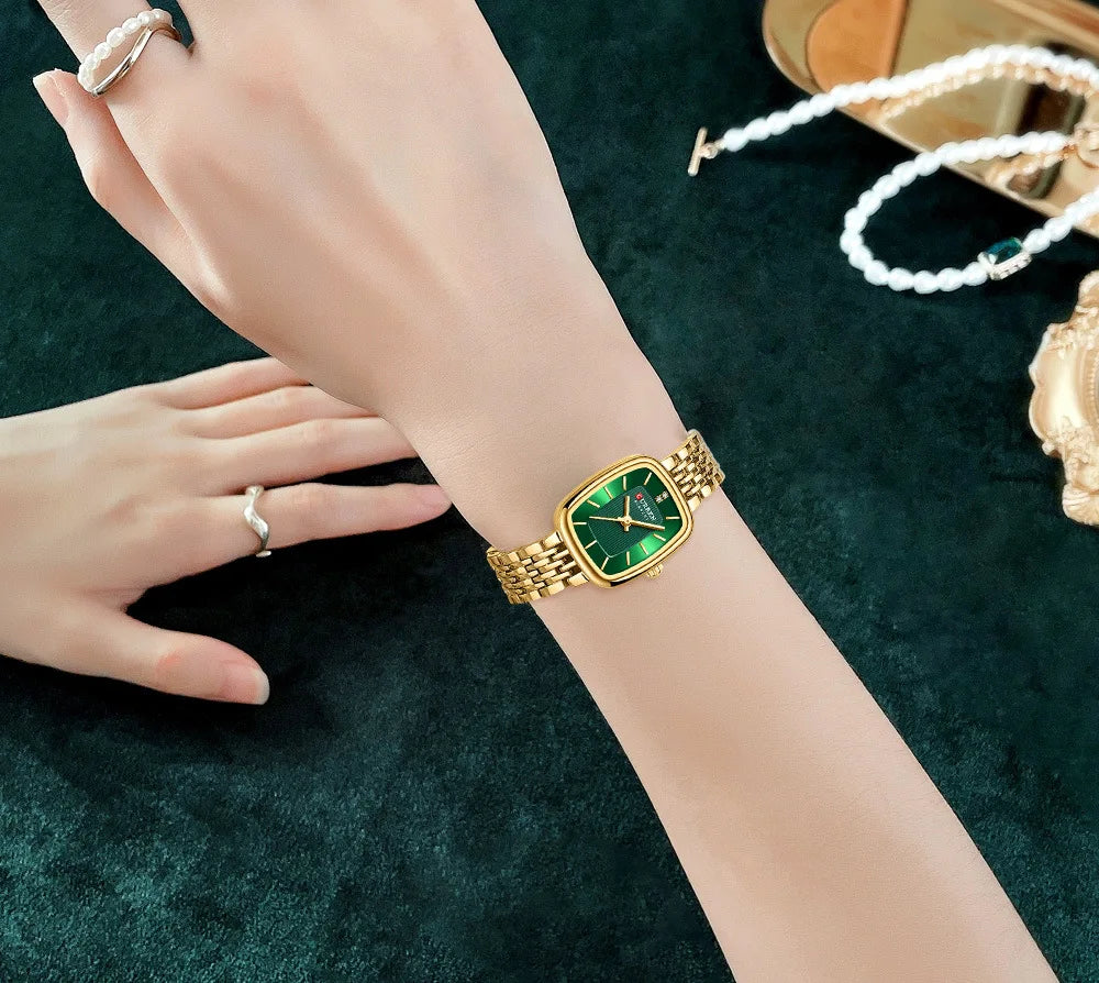 CURRN 9093 Damen Quarzuhr Mode Freizeit Diamant Einfache Gold Silber Stahl Streifen Armbanduhr für Damen Geschenkuhr