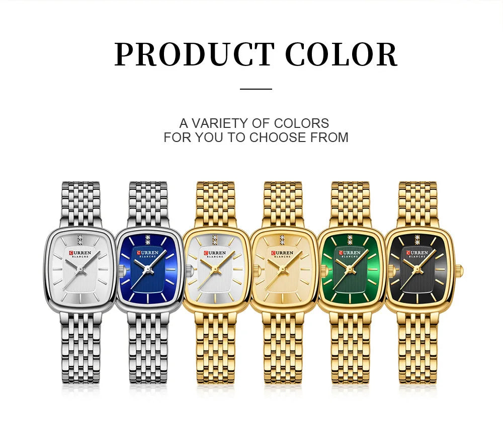 CURRN 9093 Damen Quarzuhr Mode Freizeit Diamant Einfache Gold Silber Stahl Streifen Armbanduhr für Damen Geschenkuhr