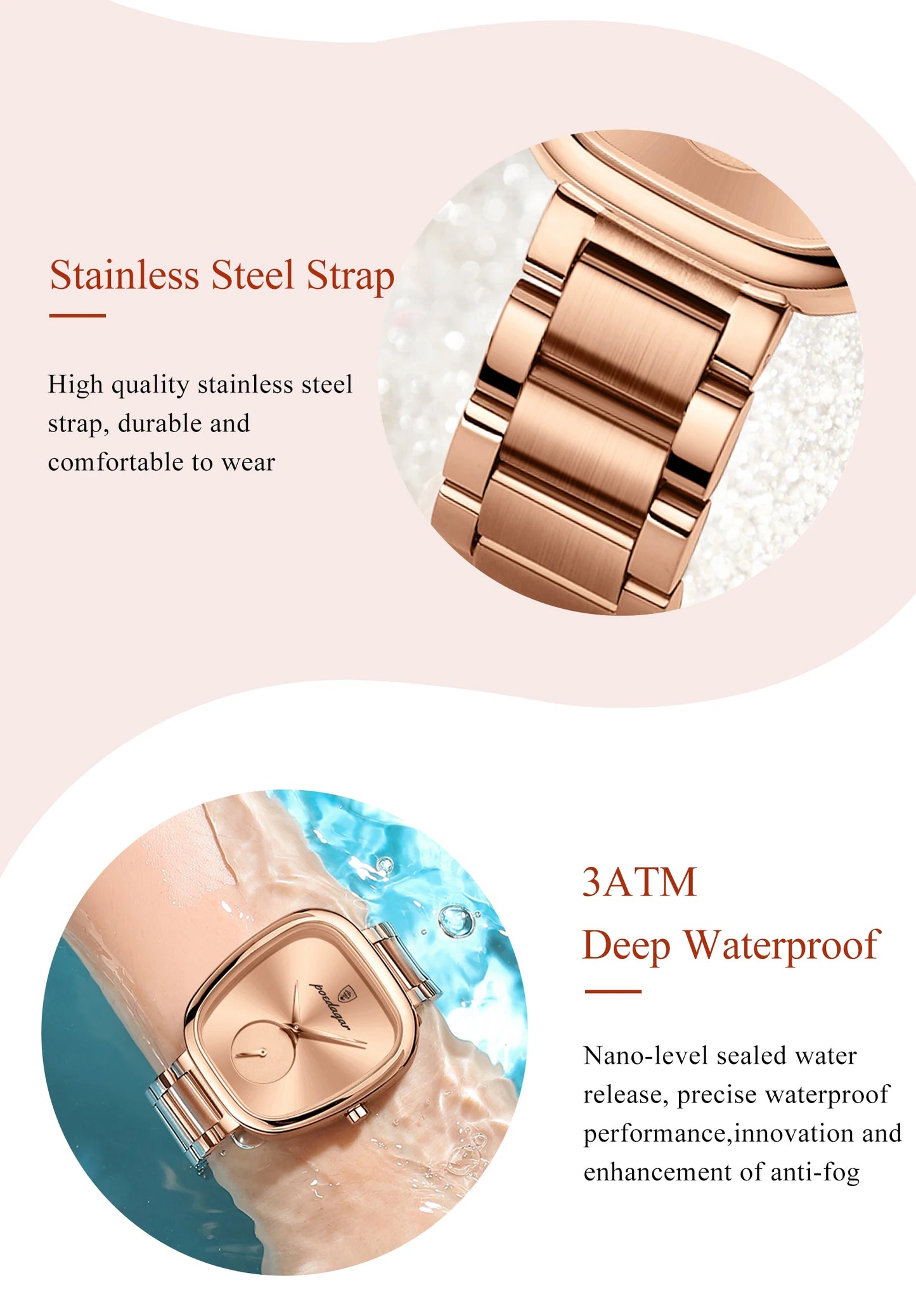 POEDAGAR Luxusuhr für Frauen Wasserdichte Edelstahl Quarz Damenuhr Hochwertige Damenuhren Elegante weibliche Uhr