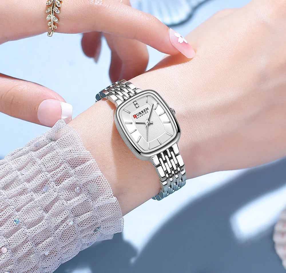 CURRN 9093 Damen Quarzuhr Mode Freizeit Diamant Einfache Gold Silber Stahl Streifen Armbanduhr für Damen Geschenkuhr